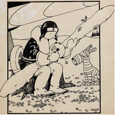 The original drawing for the first ever cover of Tintin. (Source: Cascone) 